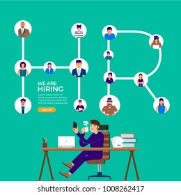 Illustrate design concept The finding employee. HR job seeking. Vector illustrate.