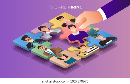 Illustrate design concept The finding employee. HR job seeking. Vector illustrate.