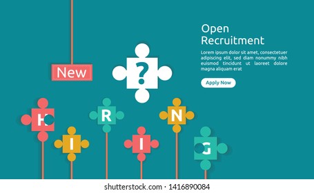 Illustrate design concept The finding employee. puzzle pieces of jigsaw to find best worker for HR recruitment. Vector eps 10.
