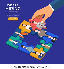 Illustrate Design Concept The Finding Employee. HR Job Seeking. Vector Illustrate.