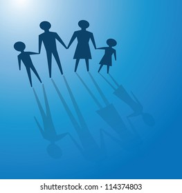 to illustrate a family concept, father, mother and children.