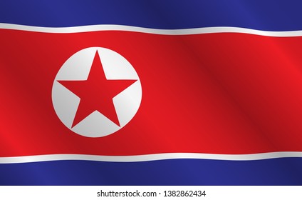 Illustrate of the North Korea flag waving.