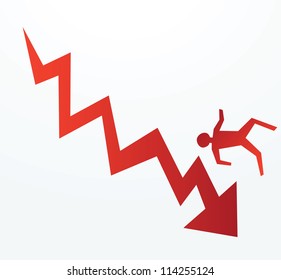 to illustrate of progress of an down trend economy or corporate fall.