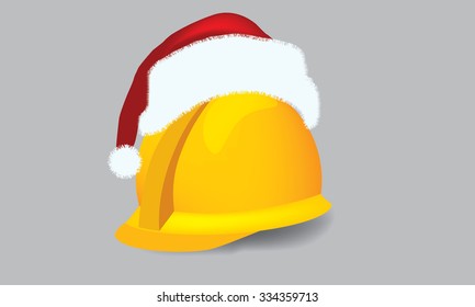 Illustrate vector construction cap, hardhat with christmas theme