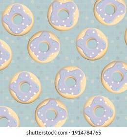 The illustrate vector pattern of 3D donuts with pastel color looking cute, Seamless pattern with glazed donuts. For background