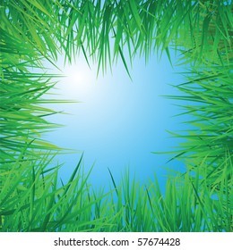 to illustrate a viewpoint from under the grass field. vector format.