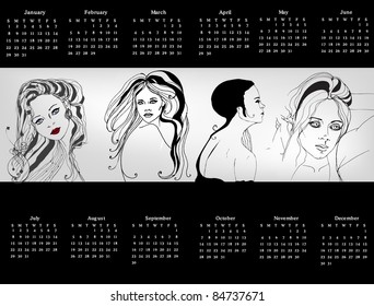 Illustrated 2011 calendar  with women