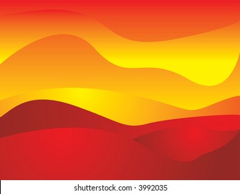 Illustrated abstract background with sun like qualities using hot orange and red colors