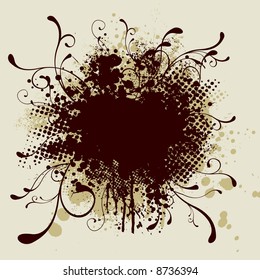 Imagen abstracta ilustrada con manchas de tinta y pintura