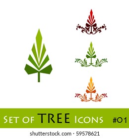 illustrated abstract tree icons| eps8