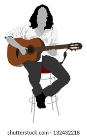 Illustrated acoustic guitarist