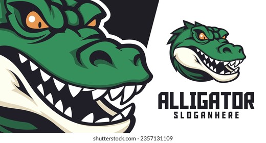 Illustrated Alligator: Logo, Mascot, Illustration, Vector Graphic for Sport and E-Sport Gaming Teams, Crocodile Mascot Face
