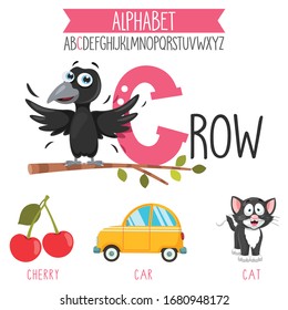 Illustrated Alphabet Letter And Cartoon Objects