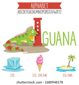 Illustrated Alphabet Letter And Cartoon Objects