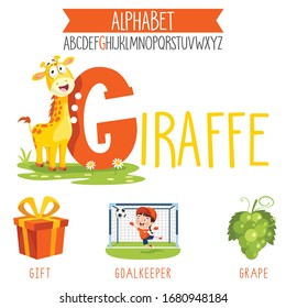 Illustrated Alphabet Letter And Cartoon Objects