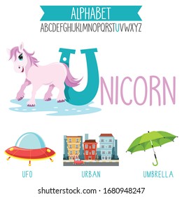 Illustrated Alphabet Letter And Cartoon Objects