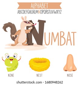 Illustrated Alphabet Letter And Cartoon Objects