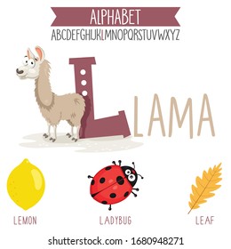 Illustrated Alphabet Letter And Cartoon Objects