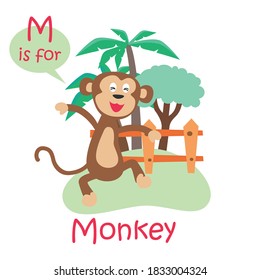 Illustrated Alphabet Letter M Monkey Vector Stock Vector (Royalty Free ...