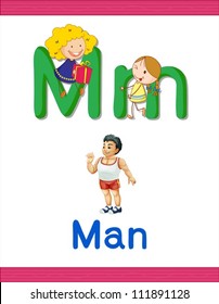 Illustrated alphabet letter and object