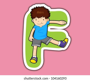 Illustrated alphabet letter series with kids