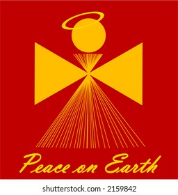 illustrated angel with text "peace on earth " below