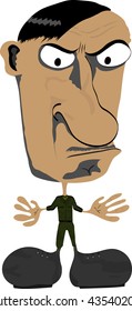 Illustrated angry Solider in green suit
