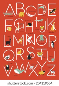 Illustrated Animal Alphabet Poster Design