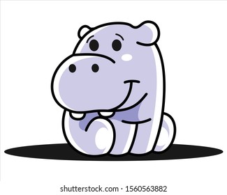 Illustrated animal illustration for a baby hippo vector