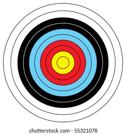 Illustrated archery target icon with colored bands and outline