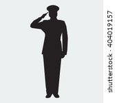 Illustrated Army general silhouette with hand gesture saluting. Vector military man. Veterans day design element.