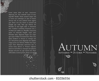 illustrated autumn background - vector illustration