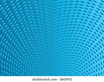 Illustrated background with oval shapes in perspective in blue and cyan