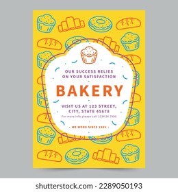 Illustrated Bakery Flyer Template. A clean, modern, and high-quality design of Flyer vector design. Editable and customize template flyer