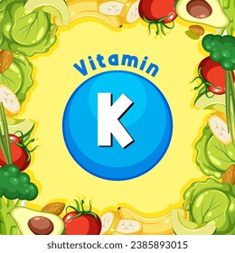 Illustrated banner showcasing a variety of vitamin K-rich foods