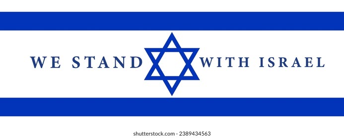 Illustrated banner showing solidarity with Israel through text and flag