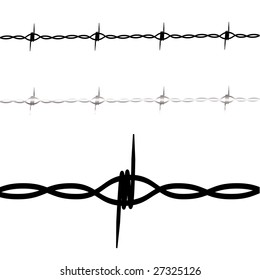 Illustrated barb wire section in both black and silver