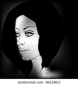 illustrated beautiful lady - vector illustration
