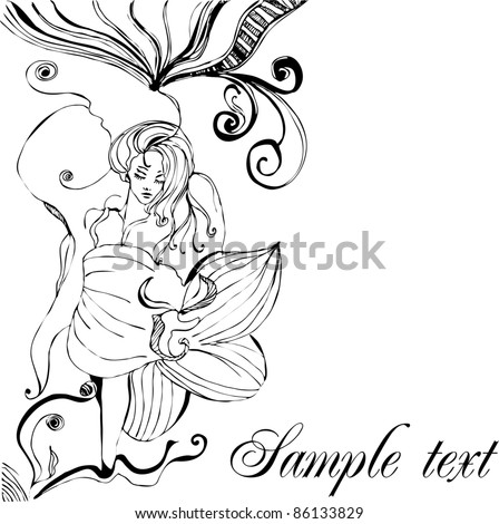 illustrated beautiful lady - vector illustration
