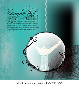 illustrated beautiful lady wearing a vintage corset - vector illustration