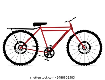 Illustrated Bicycle, Red and black color, Modern Bicycle