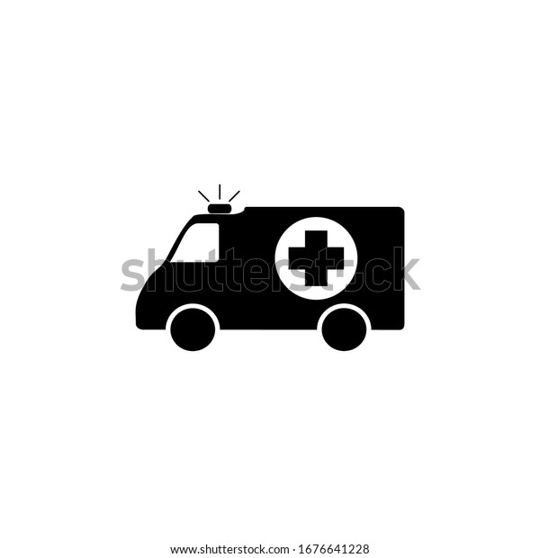 illustrated a black ambulance for health sector\
icons and symbols
