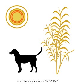 illustrated black dog