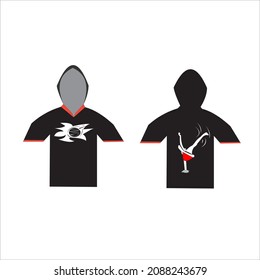 illustrated black shirt with headgear for clothing concept design