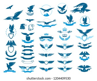 An Illustrated Blue Eagle Set on a White Background