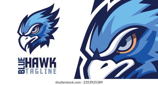 Halcón Azul, Águila, Logotipos Falcon ilustrados: Ilustraciones cautivadoras y gráficos vectoriales para diseños de mascotas y logotipos de equipos deportivos y de videojuegos en E-Sport.