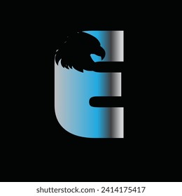Illustrated blue, light blue, light brown, E letter Eagle Logo: concept for jewelry logos, fashion, aviation, technology, internet, sports, entertainment media etc