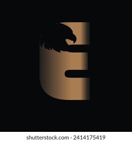 Illustrated blue, light blue, light brown, E letter Eagle Logo: concept for jewelry logos, fashion, aviation, technology, internet, sports, entertainment media etc