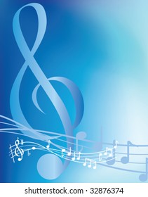 illustrierte blaue musikalische Noten abstrakter Hintergrund