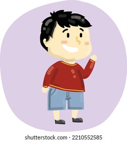 An illustrated boy saying hello vector